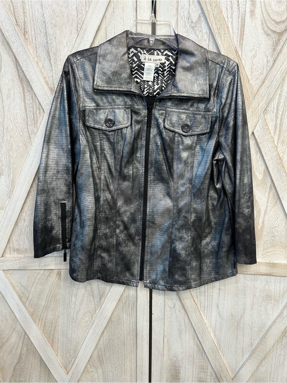 à la carte Black Faux Leather Zip-Front Jacket